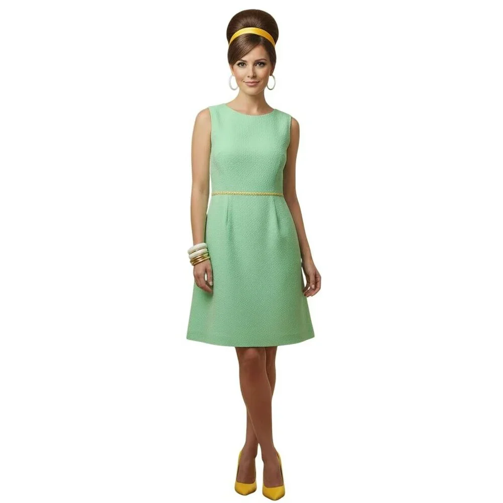 Vintage 1960s 70s Handmade Green A-Line Sleeveless Dress - Picture 8 of 11